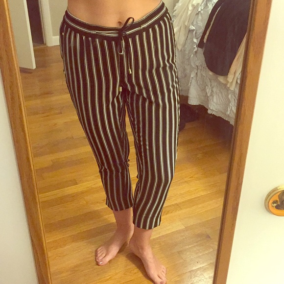 H&M Pants - Striped drawstring cropped dress pants